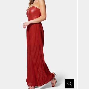 Bebe BUSTIER PLEATED WIDE LEG JUMPSUIT